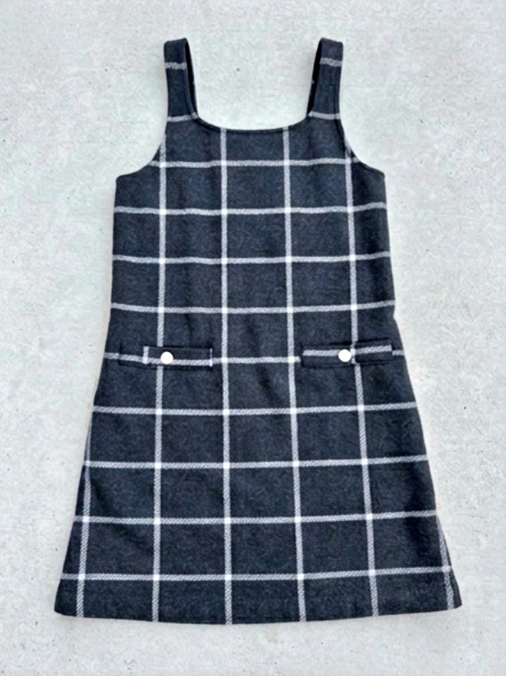 Abercrombie Kids Grey Plaid Pinafore Jumper Dress - Size 11/12